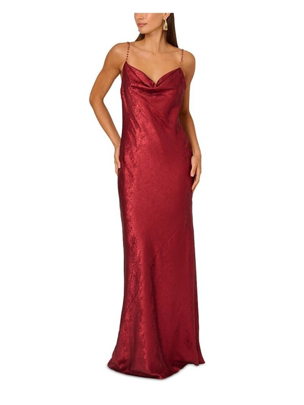 NWT Adrianna By Adrianna Papell Foiled Chiffon Dress Wine Size 2